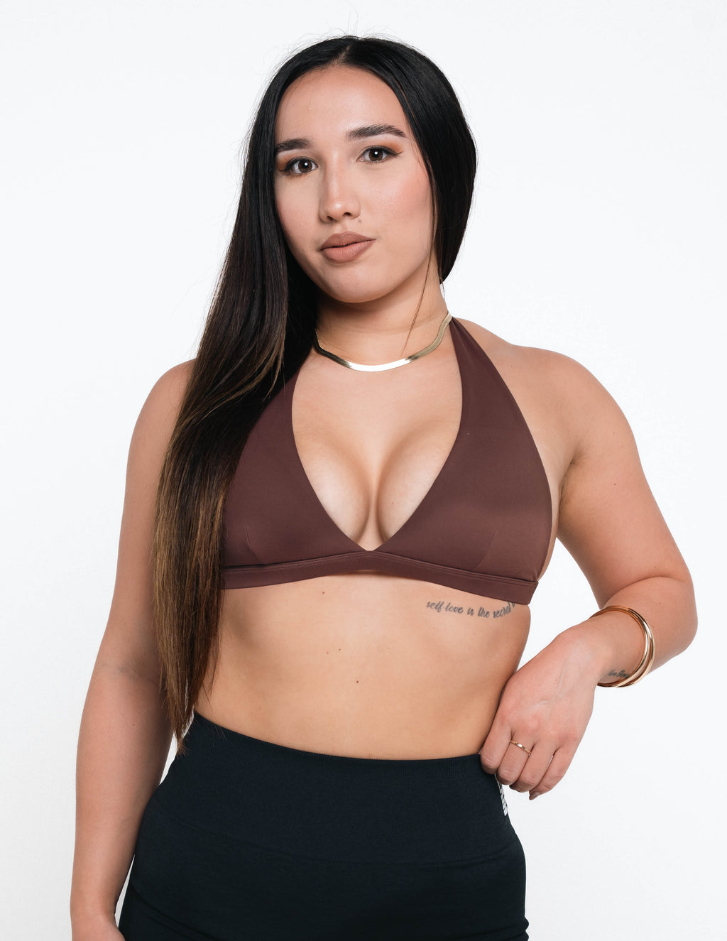 EMPRESS HALTER BRA - HAZELNUT