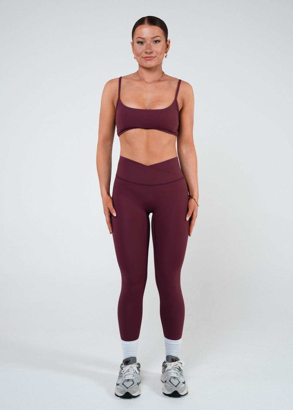 LAUREN WRAP WAIST LEGGINGS - CHERRY COLA
