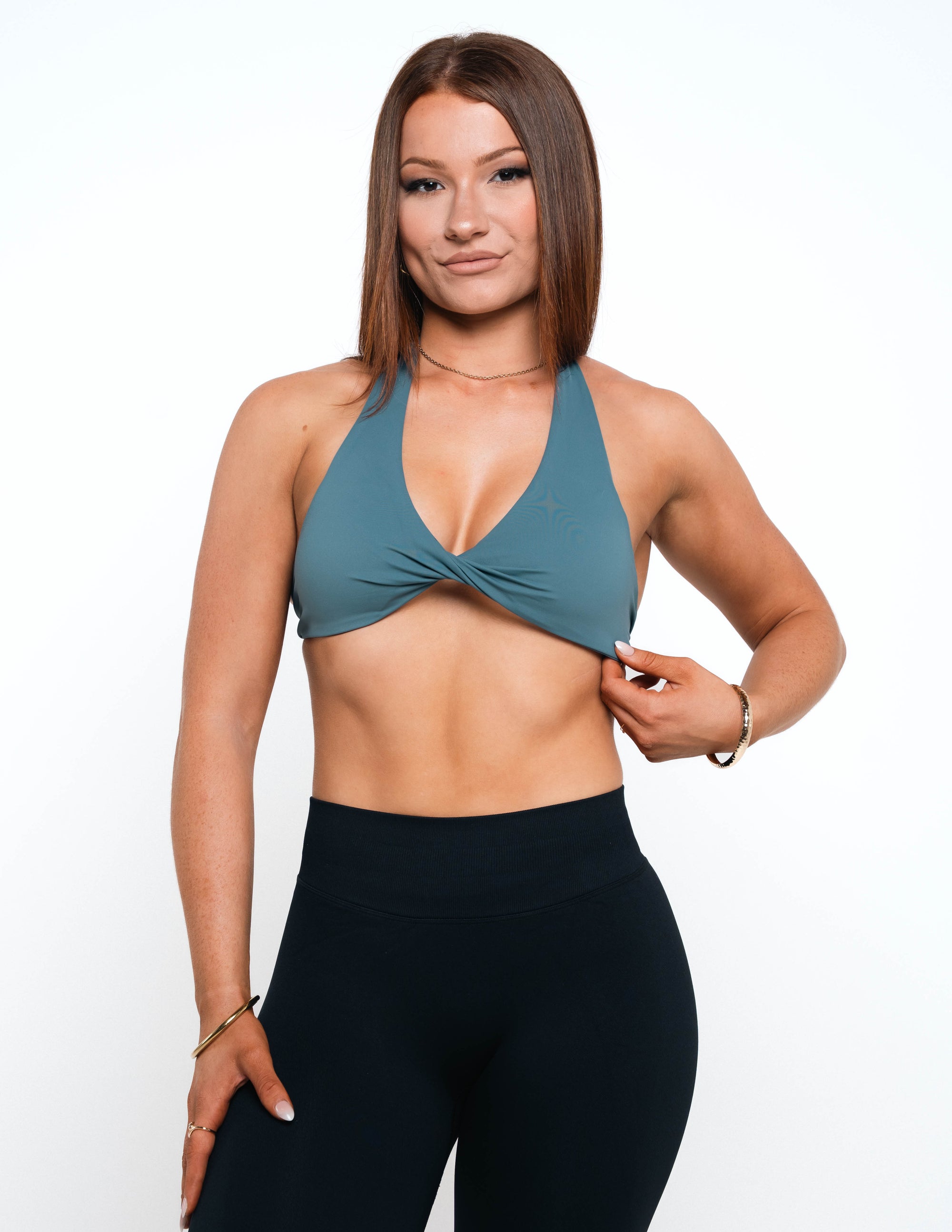 MINI TWIST HALTER BRA - PACIFIC