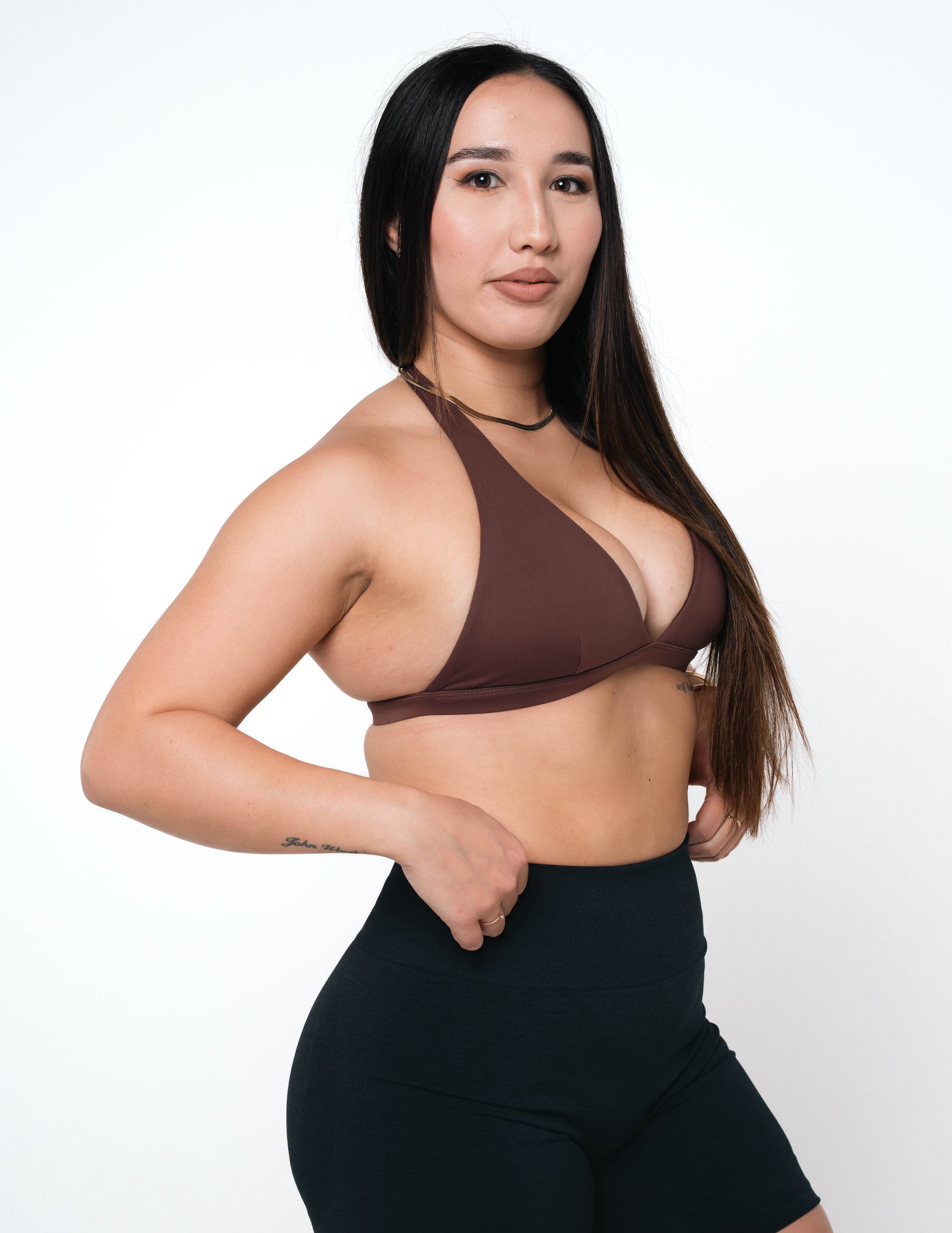 EMPRESS HALTER BRA - HAZELNUT