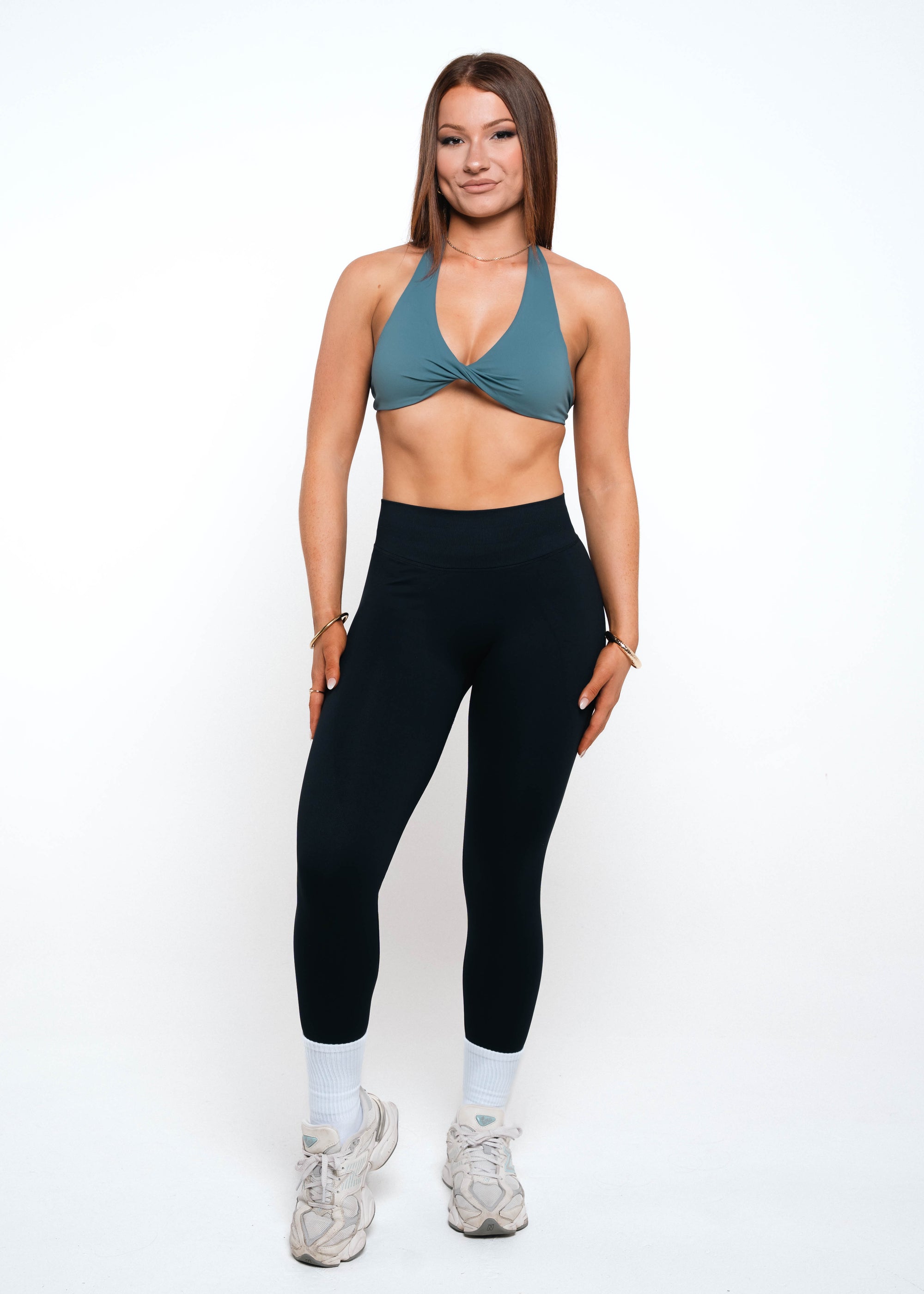 MINI TWIST HALTER BRA - PACIFIC