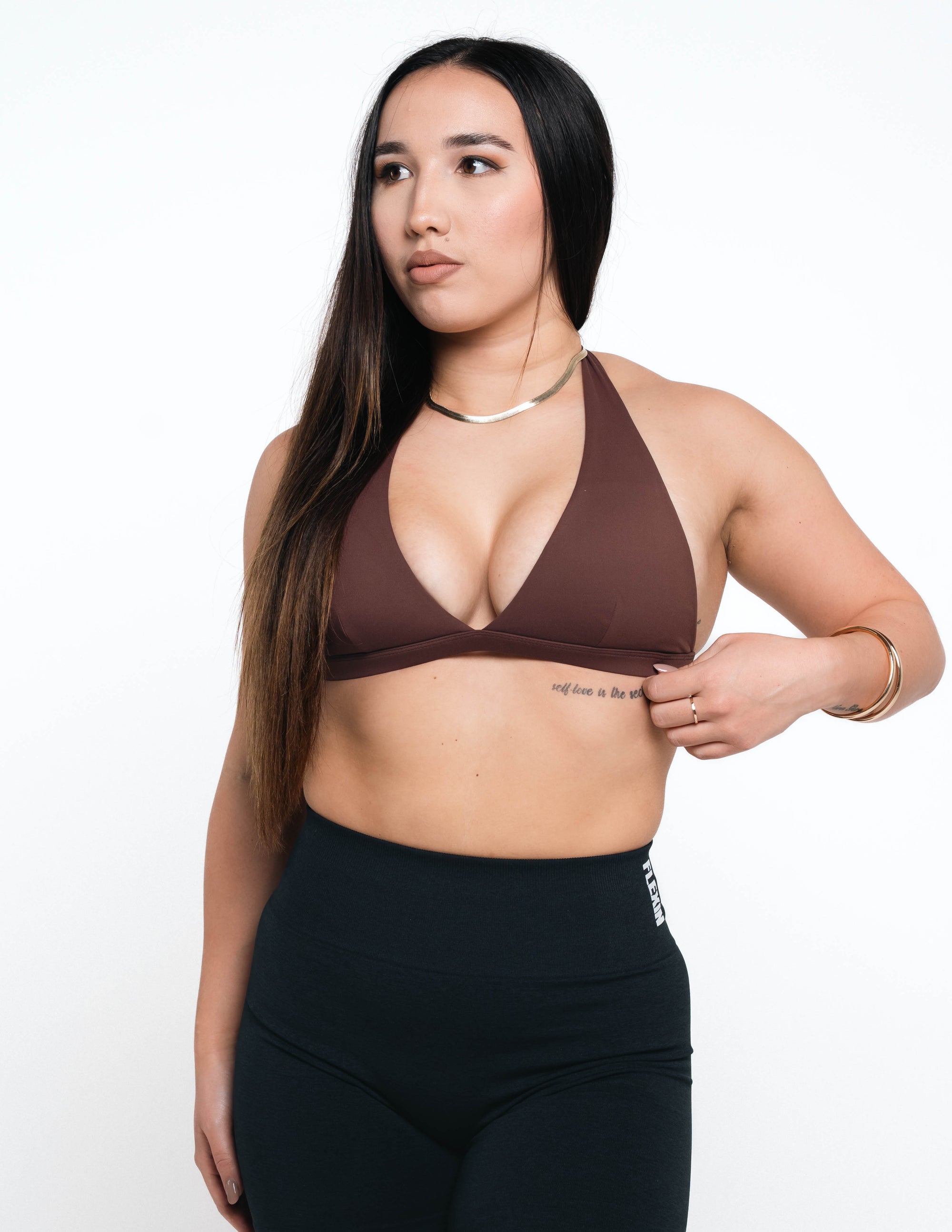 EMPRESS HALTER BRA - HAZELNUT